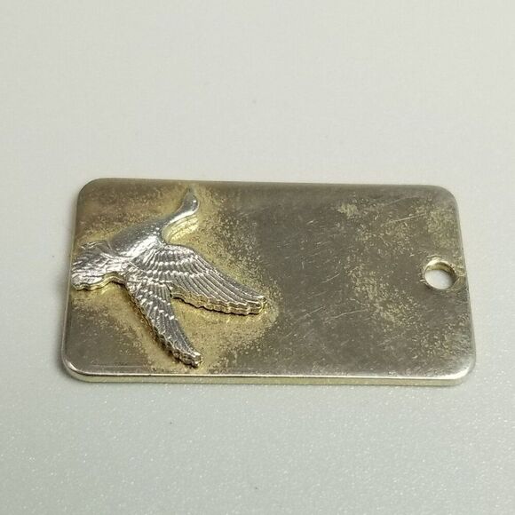 Vintage Duck in Flight Metal Rectangle Pendant, Silver Tone, Bird Wings Estate - Picture 7 of 7